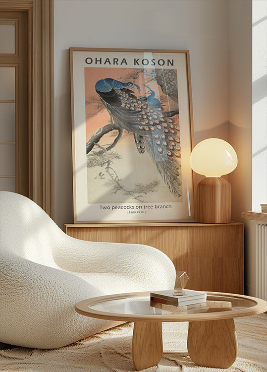 Zwei Pfauen, japanischer Holzschnitt von Ohara Koson Plaklat - Posterbox.dk
