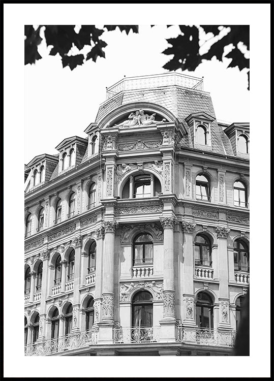 Vienna Baroque Townhouse Black & White Plakat - Posterbox