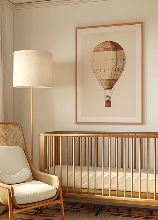 Vintage-Luftballon, Sepia-Reise-Abenteuer-Poster – Posterbox.dk