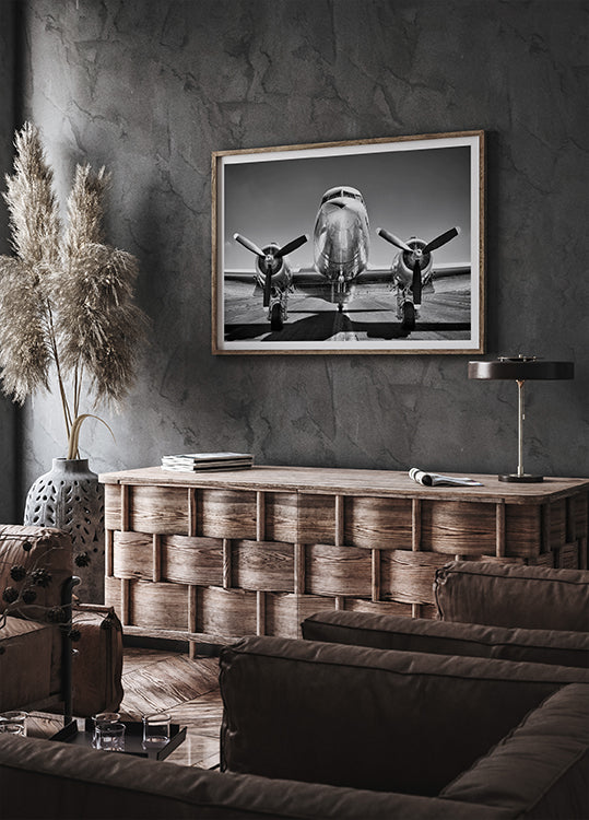Vintage Flugzeug, Schwarz-Weiß-Luftfahrtposter - Posterbox.dk