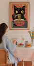 Vintage-Poster mit schwarzer Katze, die Ramen isst – Posterbox.dk