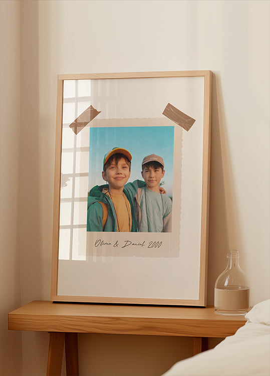 Vintage-Kindheit, personalisiertes Geschwister-Erinnerungsdruck-Poster - Posterbox.dk