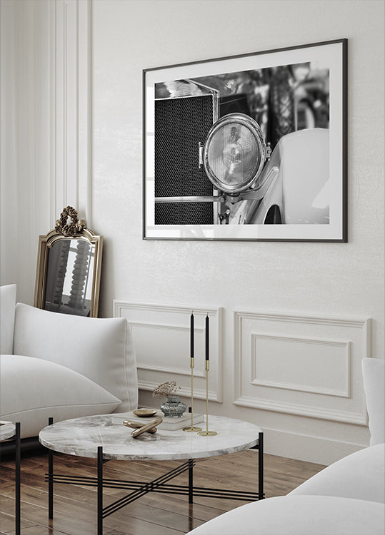 Vintage-Eleganz, Oldtimer-Scheinwerfer-Poster – Posterbox.dk