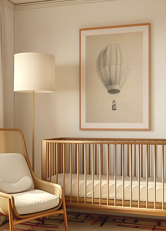 Vintage-Poster mit Heißluftballon-Skizze - Posterbox.dk