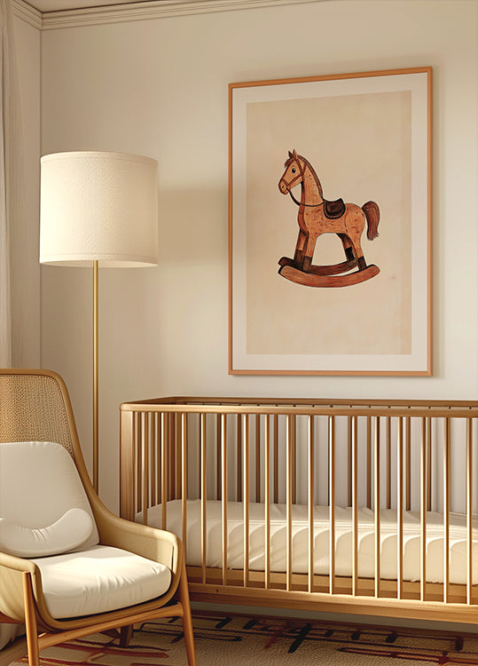 Vintage Schaukelpferd Holzspielzeug Poster - Posterbox.dk
