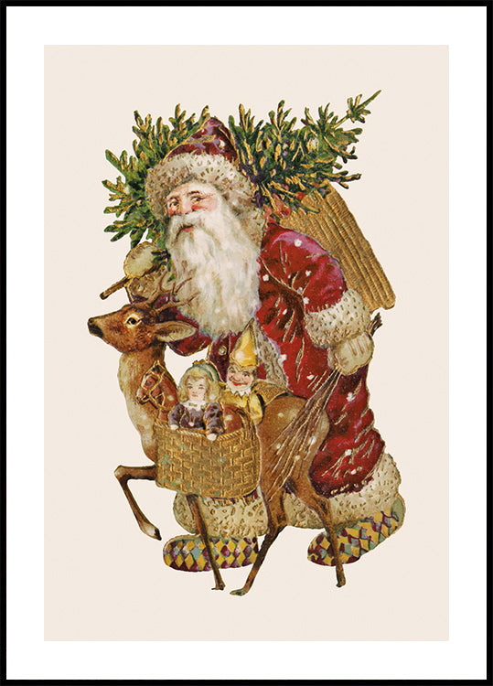 ein Bild eines Weihnachtsmanns mit einem Hirsch