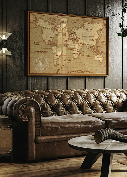 Vintage-Weltkarten-Poster - Posterbox.dk