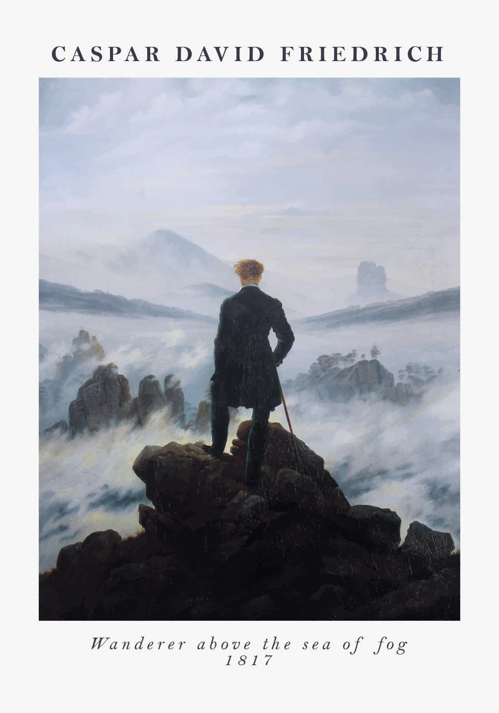 Wanderer über dem Nebelmeer Caspar David Friedrich, 1817 Poster - Posterbox.dk