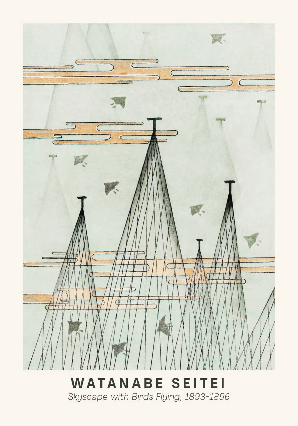 Watanabe Seitei Skyscape Japanischer Vogel fliegendes Poster - Posterbox.dk