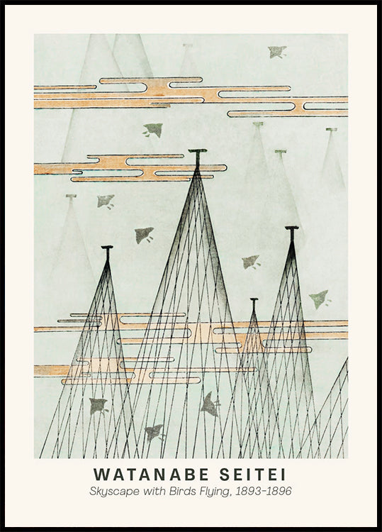 Watanabe Seitei Skyscape Japanischer Vogel fliegendes Poster - Posterbox.dk