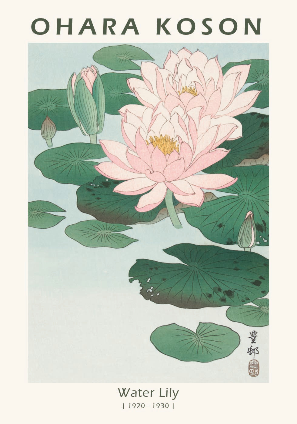 Seerose, japanischer Holzschnitt von Ohara Koson Poster - Posterbox.dk