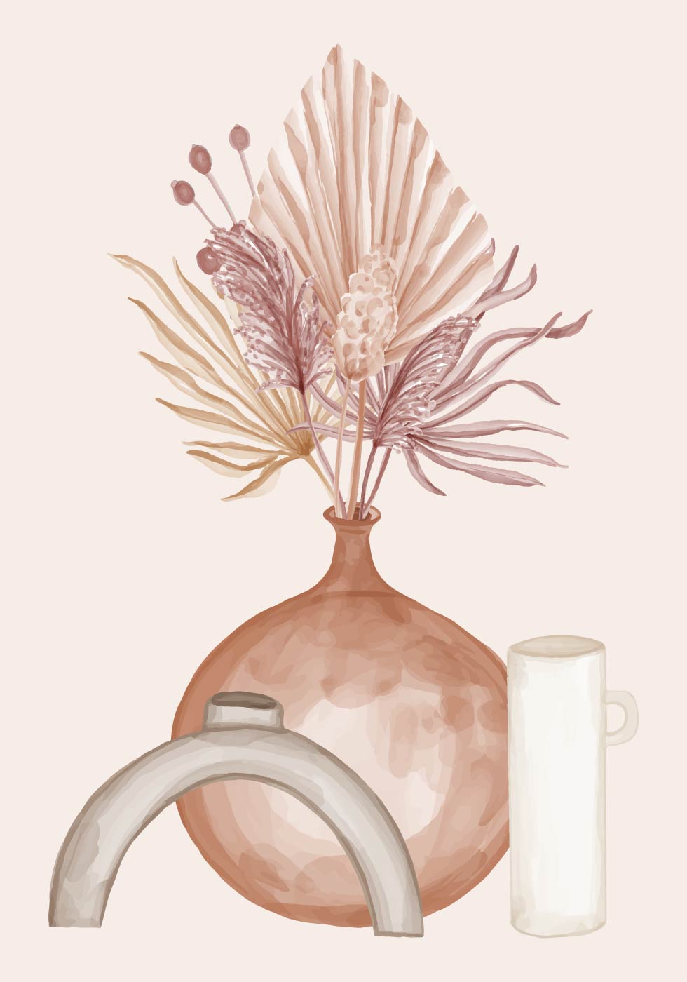 Aquarell-Herbst-Trockenstrauß-Poster - Posterbox.dk