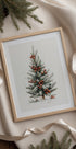 Aquarell-Weihnachtsbaum mit roten Beeren Poster - Posterbox.dk