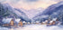Aquarell Winter Mountain Village Poster - Posterbox.dk
