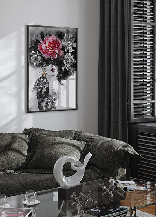 Aquarell Frau mit Blumen Nr. 2 Poster - Posterbox.dk