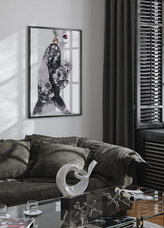 Aquarell Frau mit Blumen Poster - Posterbox.dk