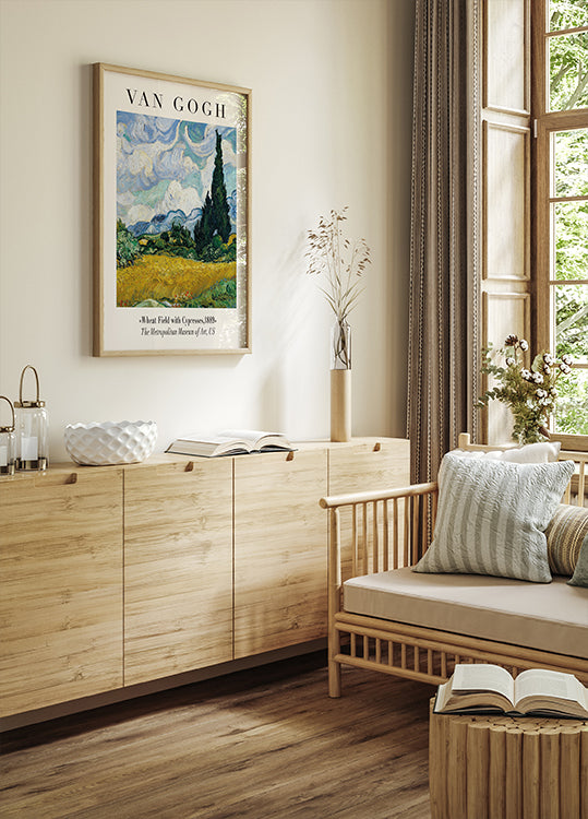 Weizenfeld mit Zypressen Poster - Posterbox.dk