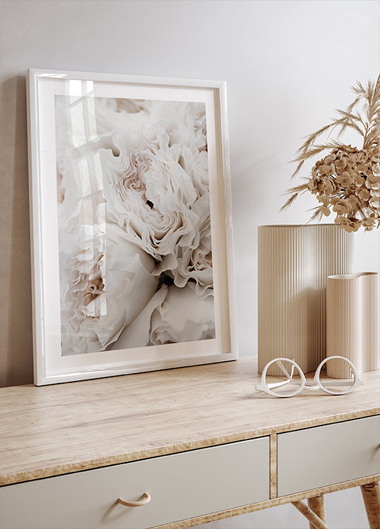 Poster mit weißen blühenden Rosen - Posterbox.dk