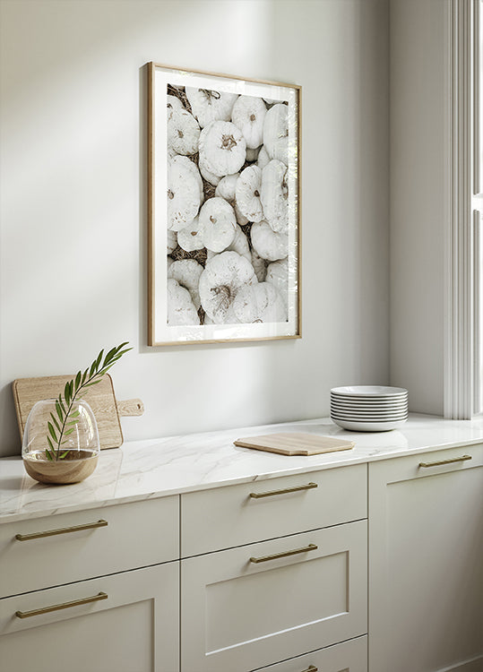 Weiße Kürbisse-Ernte-Poster - Posterbox.dk