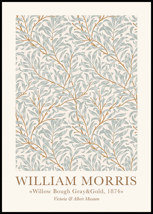 William Morris Willow Bough Grau & Gold Poster - Posterbox.dk