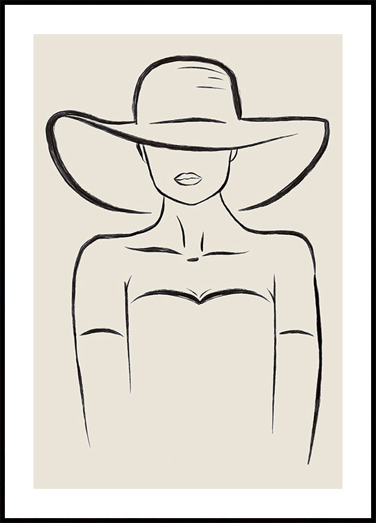 Woman in Wide Hat Plakat - Posterbox