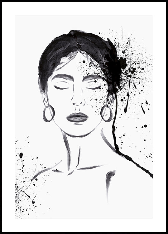 Woman Ink Portrait Plakat - Posterbox