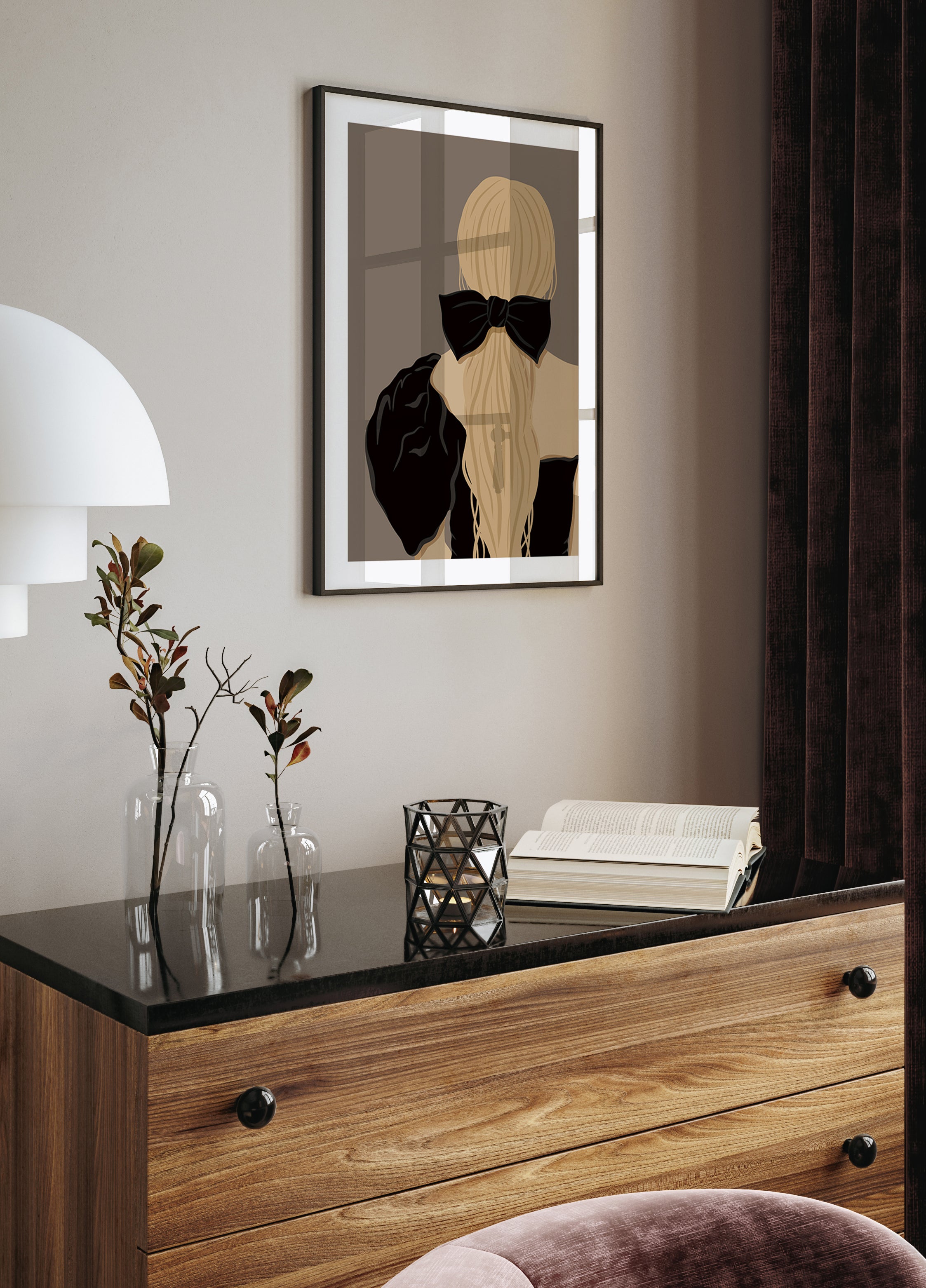 Frau mit schwarzer Schleife Poster - Posterbox.dk