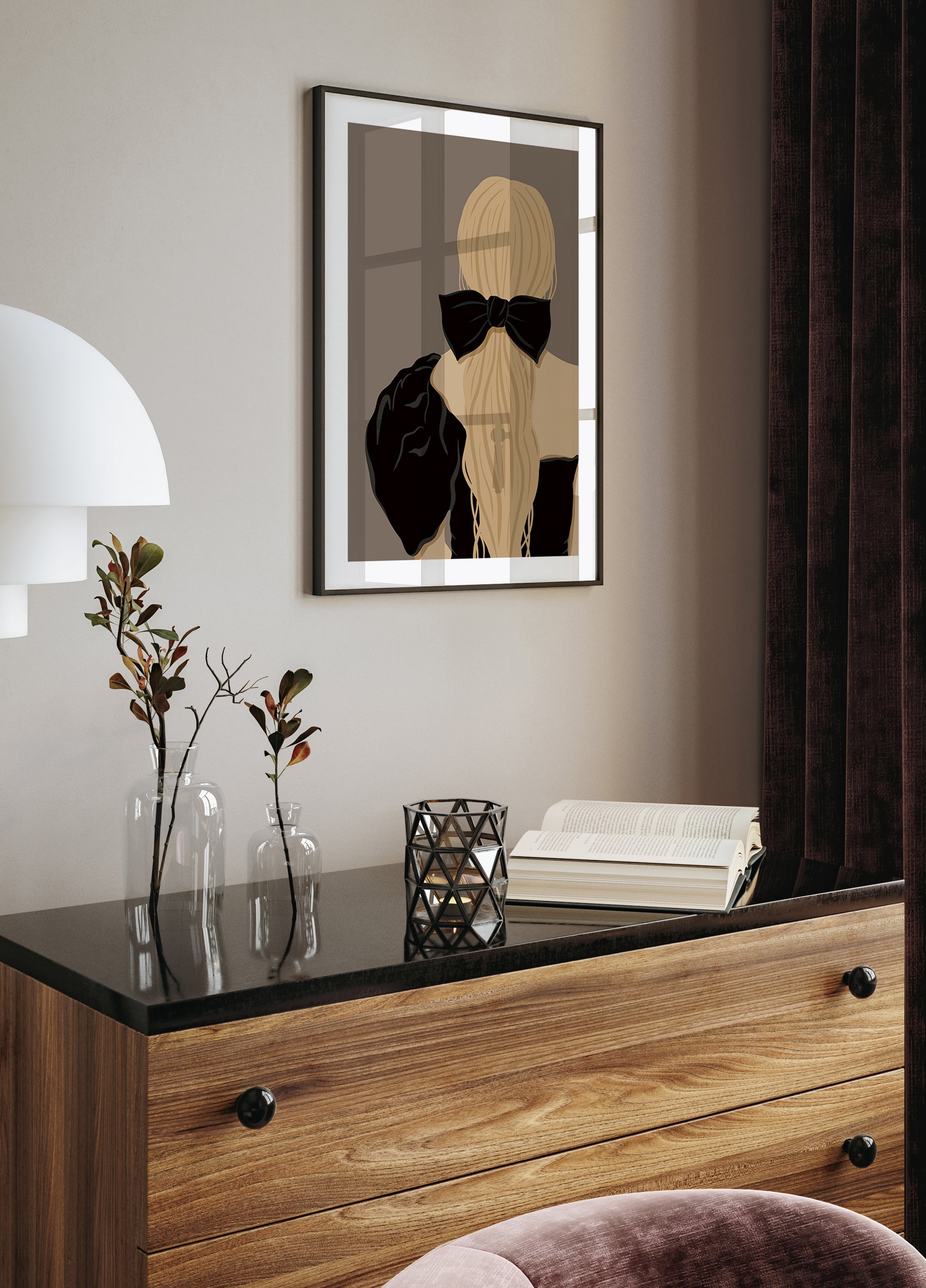 Frau mit schwarzer Schleife Poster - Posterbox.dk