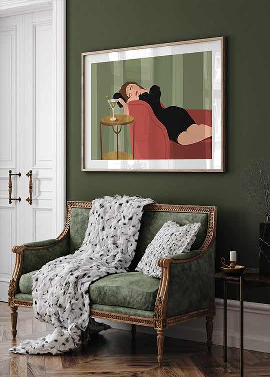 Frau mit Martini Poster - Posterbox.dk
