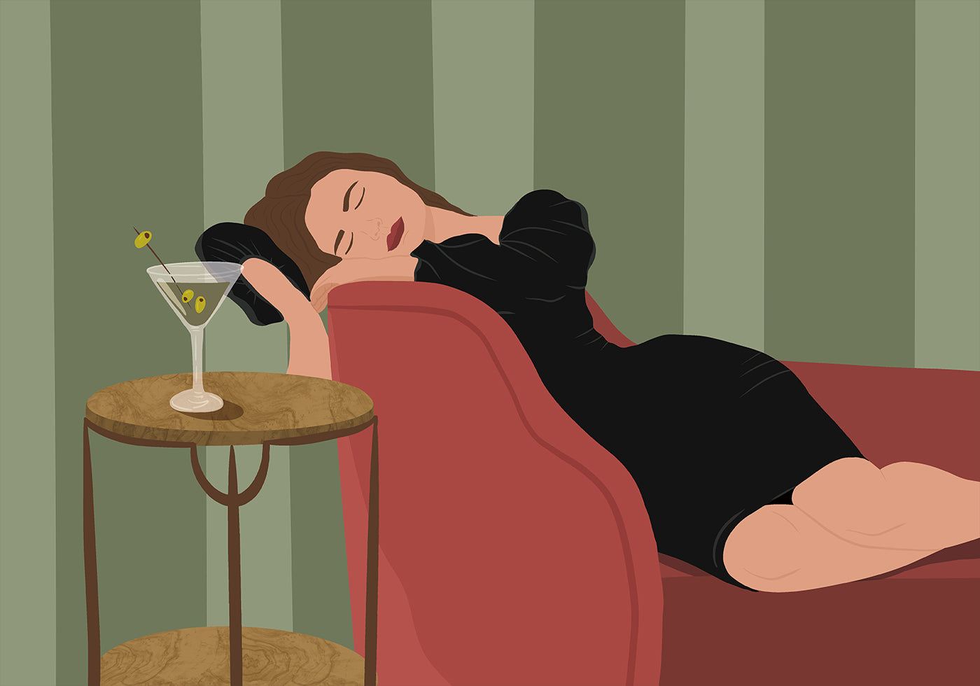 Frau mit Martini Poster - Posterbox.dk