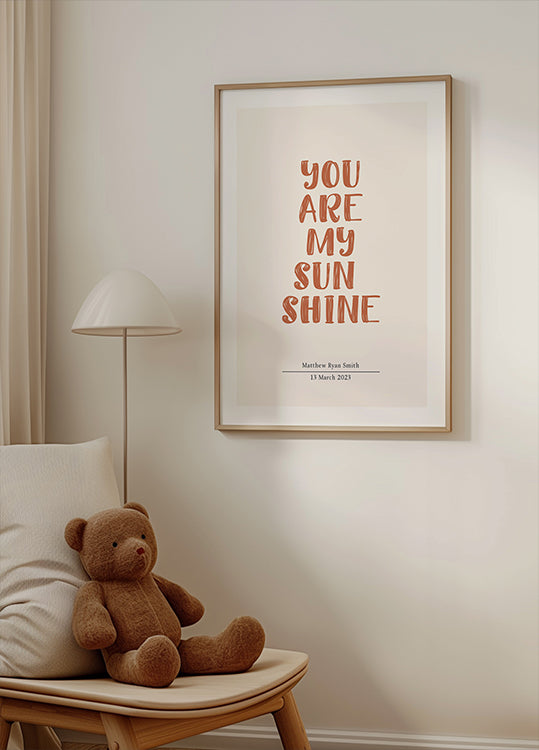 You Are My Sunshine, personalisiertes Namens- und Datumsposter - Posterbox.dk