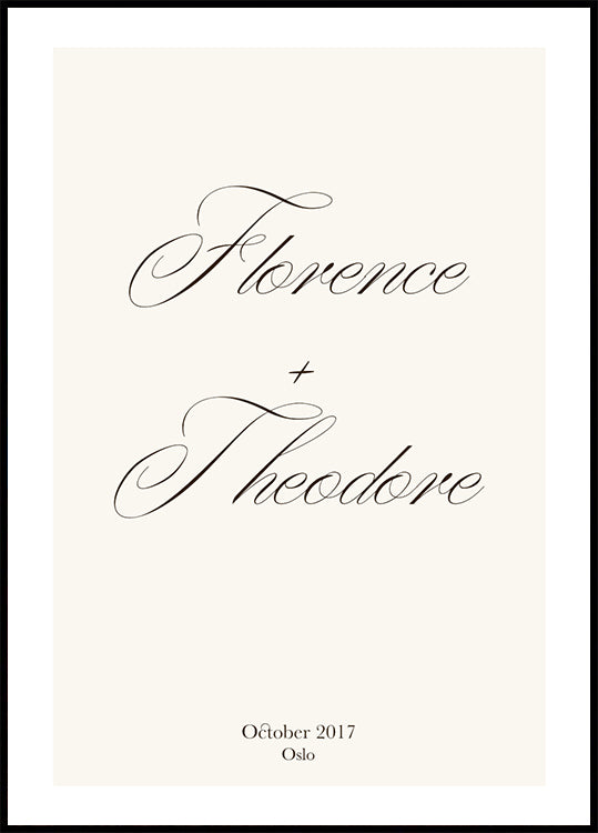 Du + ich, Paarnamen-Poster - Posterbox.dk