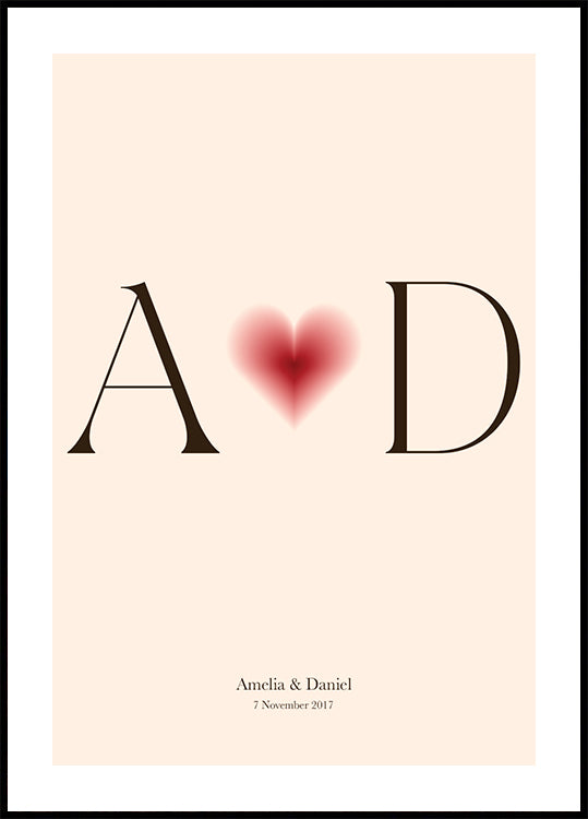 You & Me, Initials Love Poster - Posterbox.dk