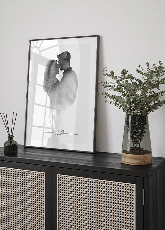 Du und ich, romantisches Aquarellpaar Poster - Posterbox.dk