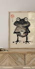 Zen-Frosch mit Tee, japanisches Tuschekunstposter - Posterbox.dk