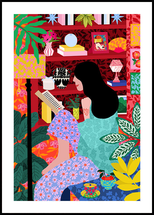 Girl Reading Her Favorite Book - Posterbox