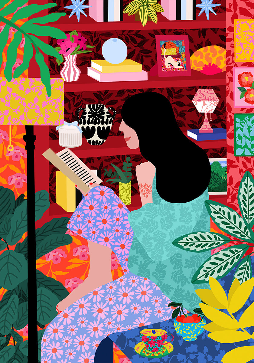 Girl Reading Her Favorite Book - Posterbox