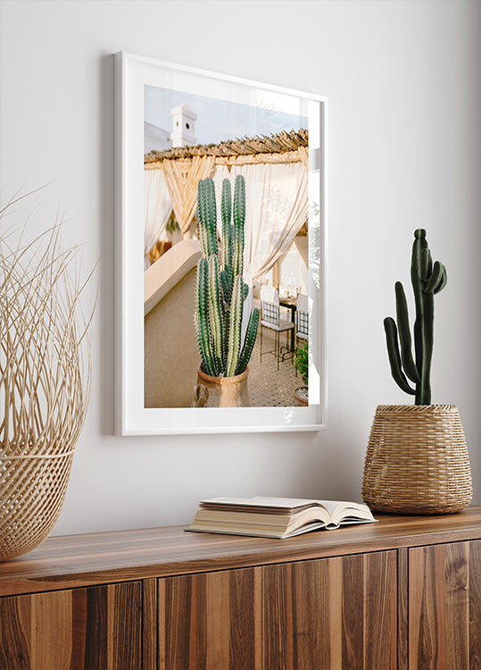 Rooftop Cactus | Morocco Travel Photography Plakat - Posterbox
