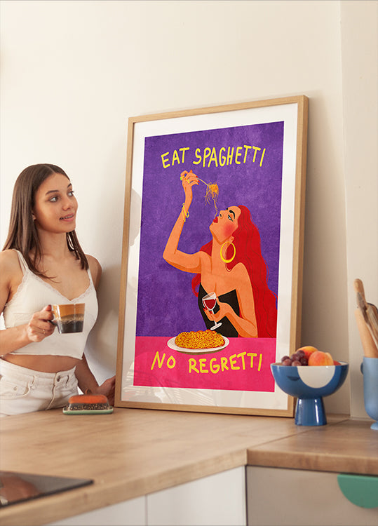 Eat spaghetti no regretti Plakat - Posterbox