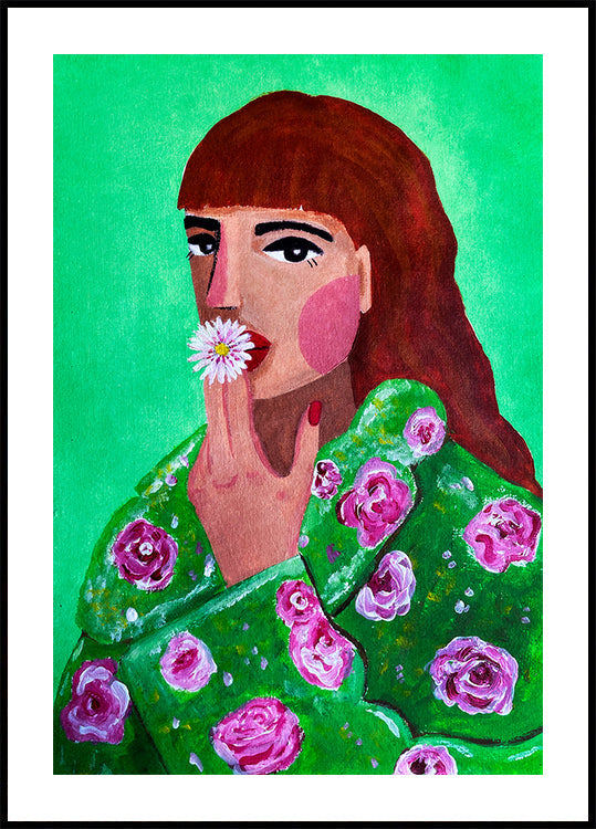 Woman Smoking a Flower Plakat - Posterbox