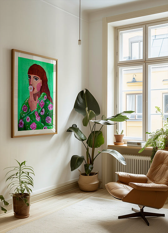Woman Smoking a Flower Plakat - Posterbox