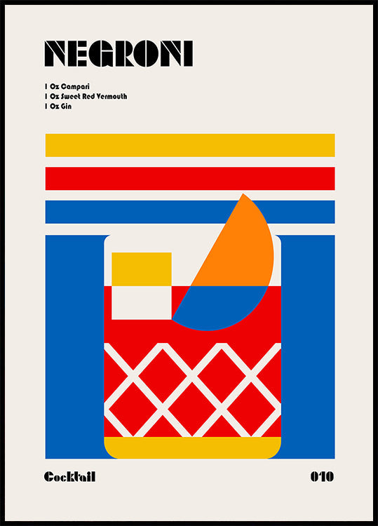 Negroni Bauhaus Cocktail Plakat - Posterbox