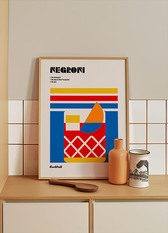 Negroni Bauhaus Cocktail Plakat - Posterbox