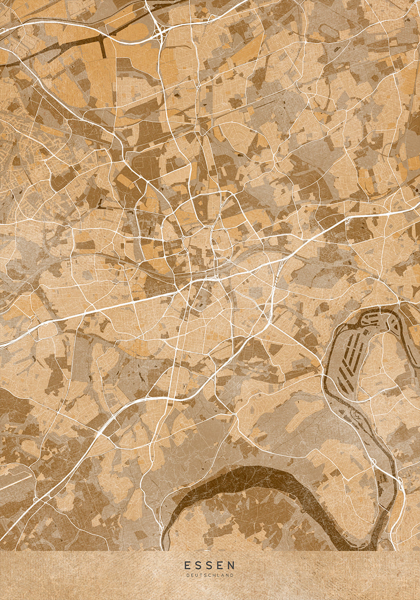 Sepia vintage map of Frankfurt downtown Germany Plakat - Posterbox