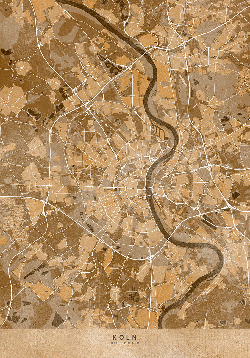 Sepia vintage map of Köln Germany Plakat - Posterbox