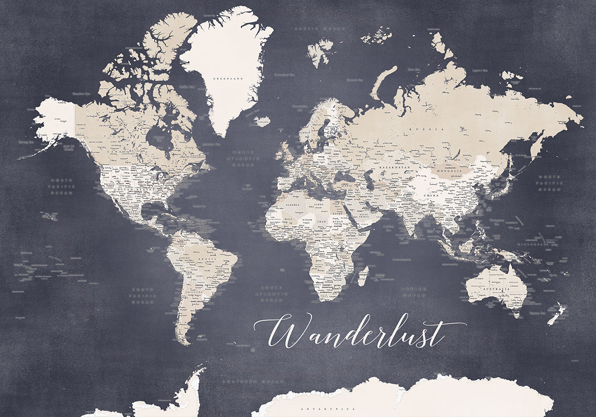 Wanderlust world map Glyn Plakat - Posterbox