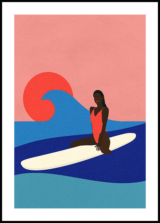 Girl On a Surfboard Plakat - Posterbox