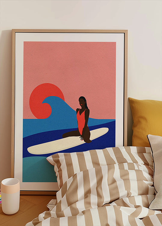 Girl On a Surfboard Plakat - Posterbox