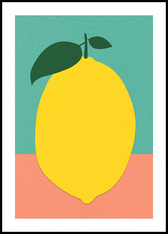 Lemon With Two Leaves Plakat - Posterbox