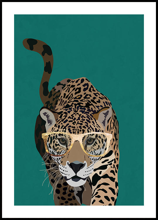 Curious green leopard Plakat - Posterbox